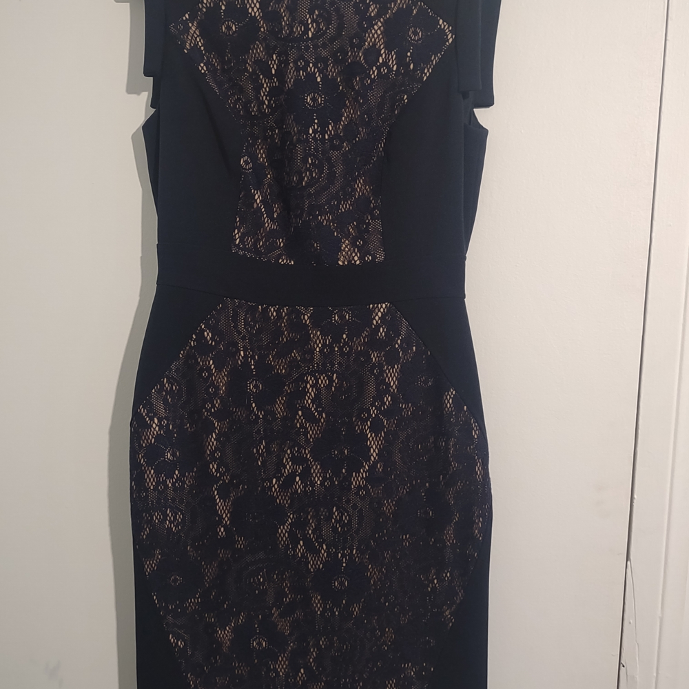 Adrianna Papell Sequin Embellished Blue Sheath Midi Dress
